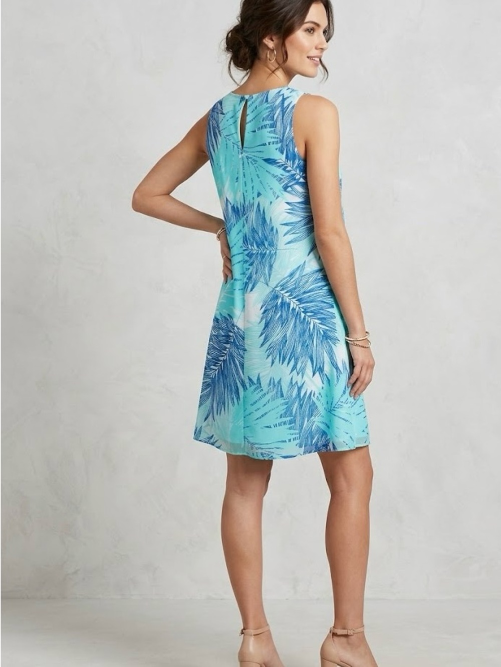 Calvin Klein Tropical Palm Print Sleeveless Dress Size 10